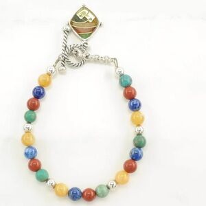 Carolyn Pollack Vintage Sterling Silver Beaded Bracelet with Charm